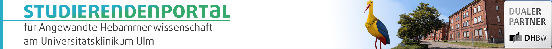Das Bild zeigt die Eythstraße 18 am Michelsberg mit dem Text Studentenportal für Angewandte Hebammenwissenschaft am Universitätsklinikum Ulm